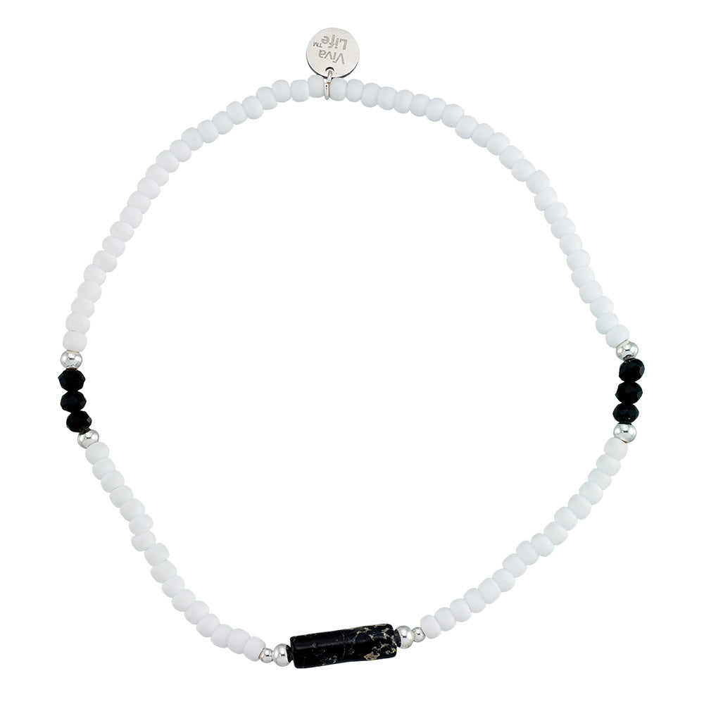 Stone Tube Crystal &amp; Seedbead Anklet