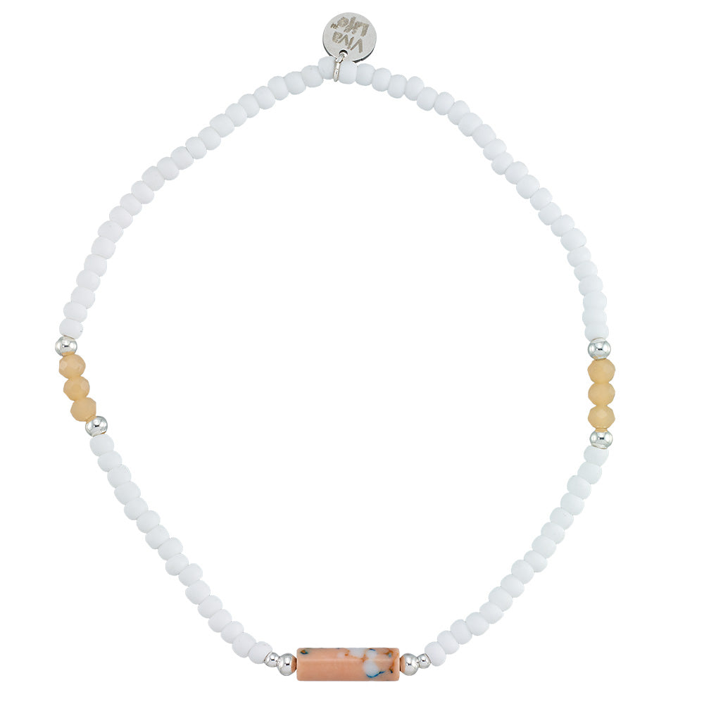 Stone Tube Crystal &amp; Seedbead Anklet