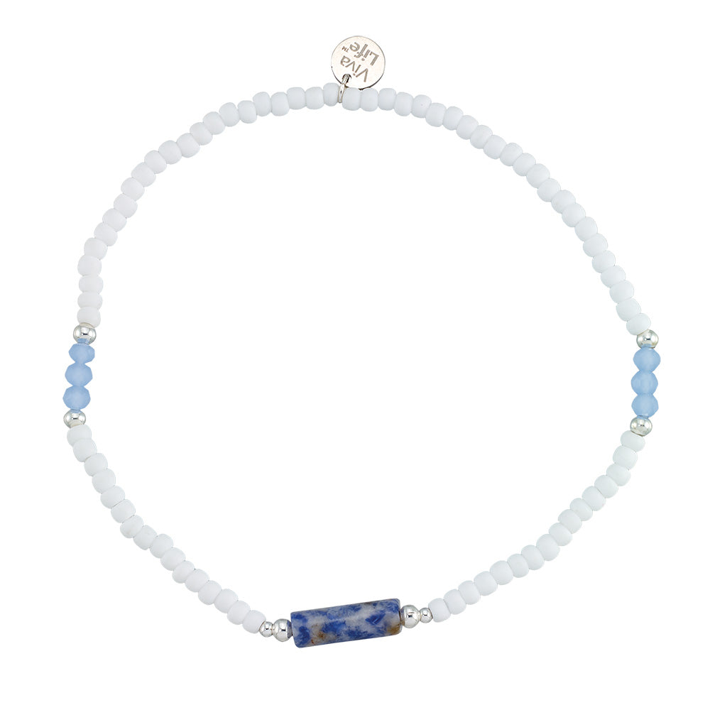 Stone Tube Crystal &amp; Seedbead Anklet