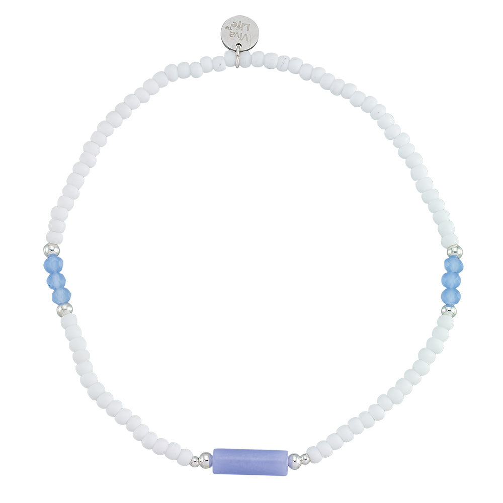 Stone Tube Crystal &amp; Seedbead Anklet