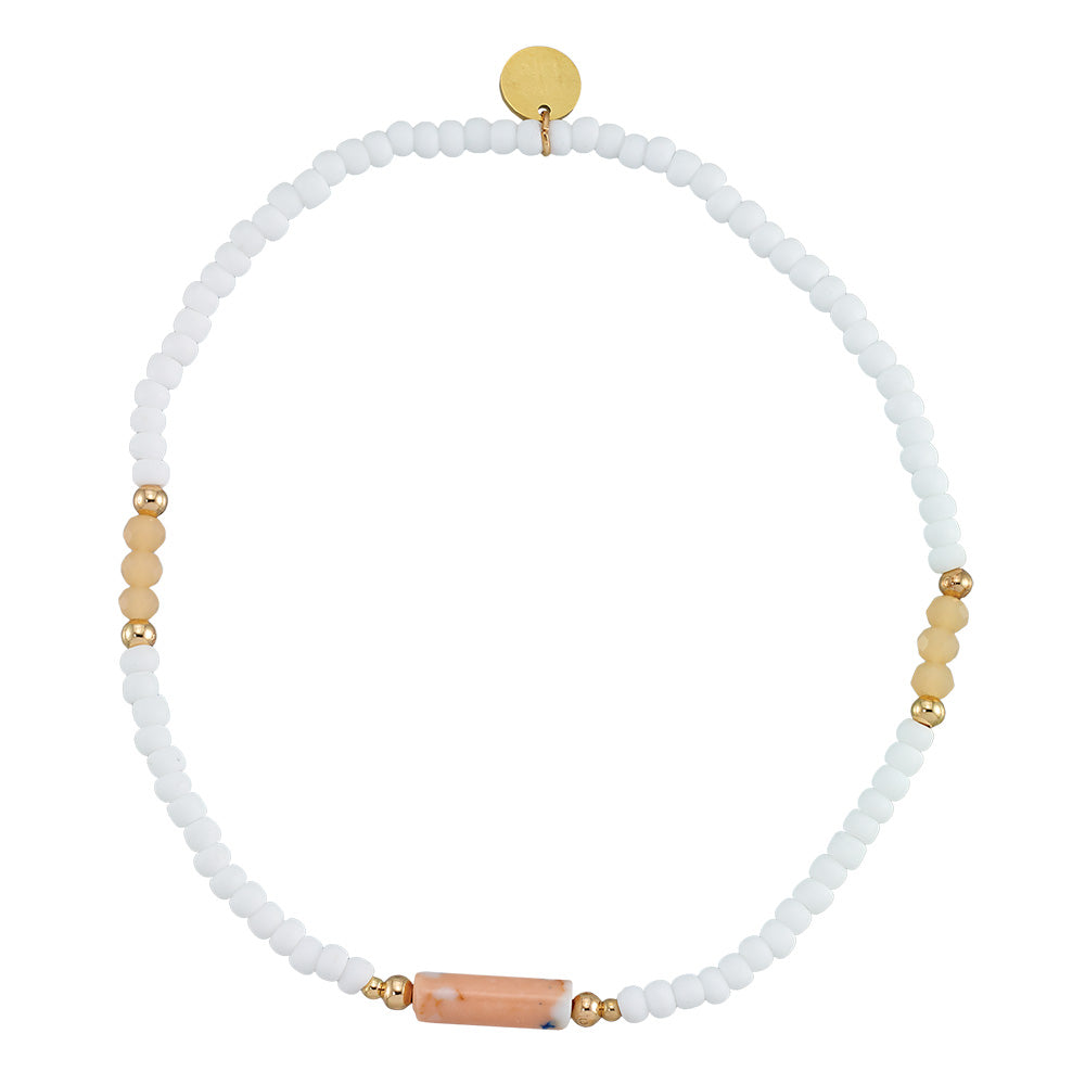 Stone Tube Crystal &amp; Seedbead Anklet