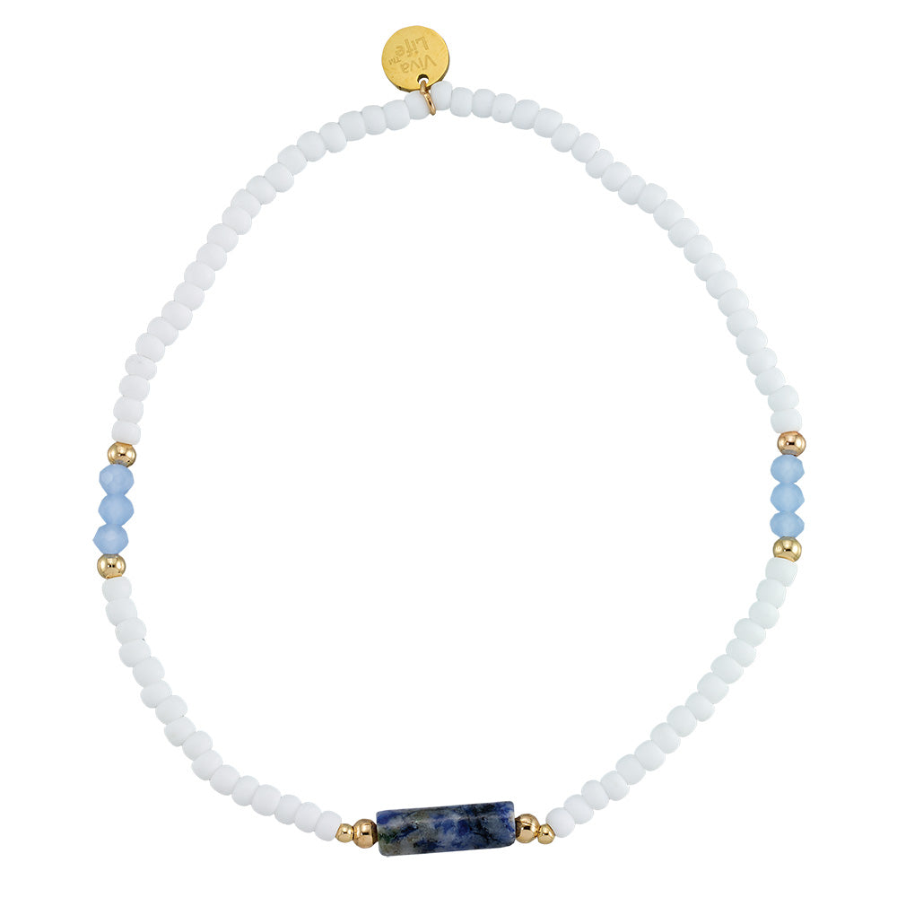 Stone Tube Crystal &amp; Seedbead Anklet