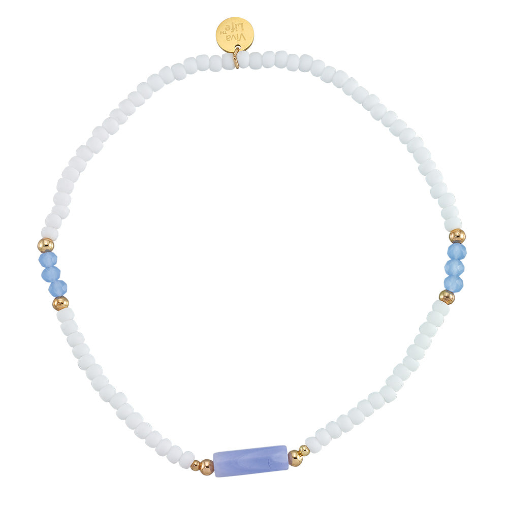 Stone Tube Crystal &amp; Seedbead Anklet