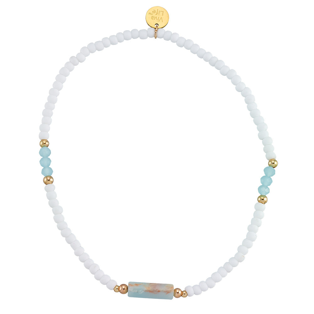 Stone Tube Crystal &amp; Seedbead Anklet