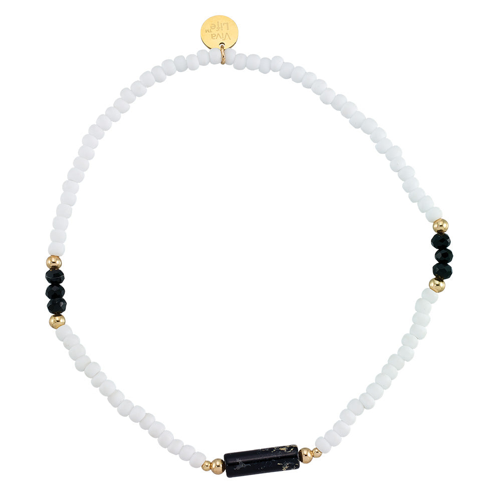 Stone Tube Crystal &amp; Seedbead Anklet