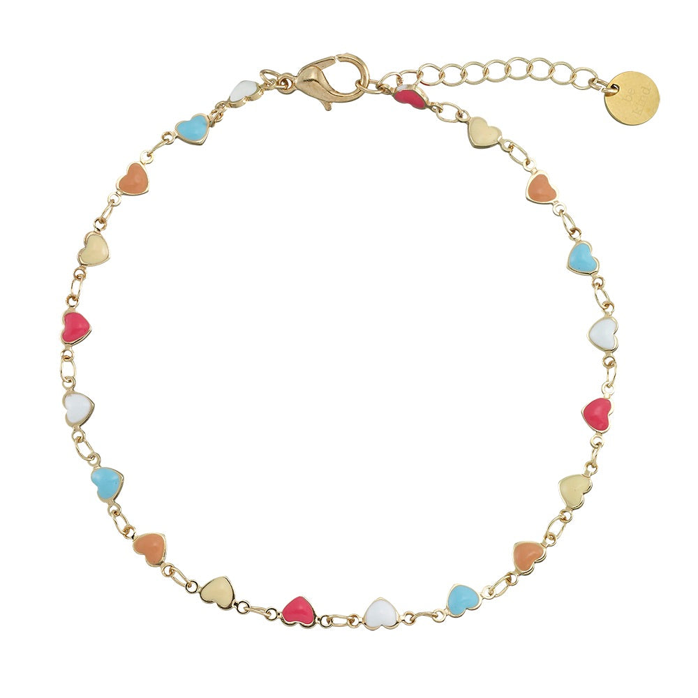 Enamel Heart Anklet