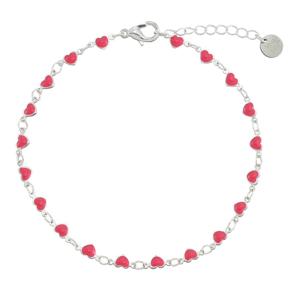 Enamel Heart Anklet