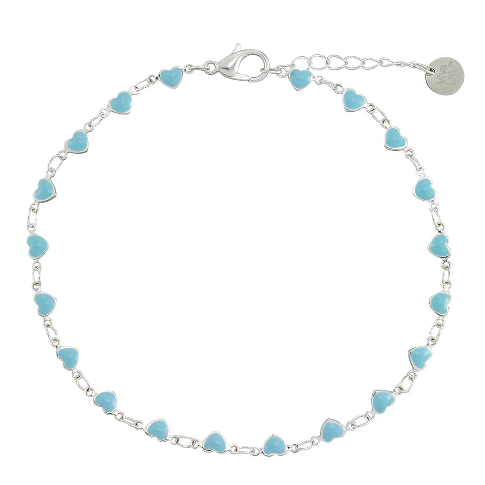 Enamel Heart Anklet