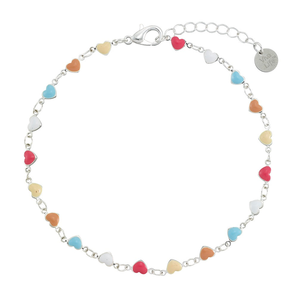 Enamel Heart Anklet