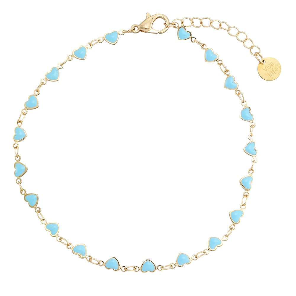 Enamel Heart Anklet