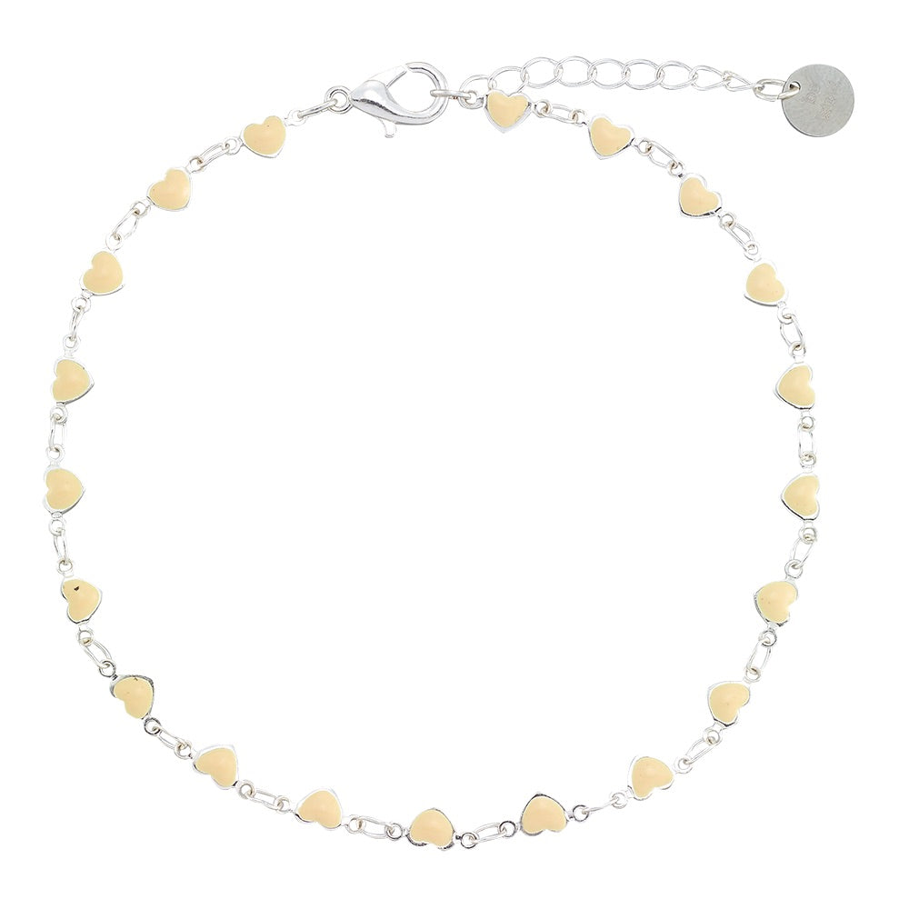 Enamel Heart Anklet