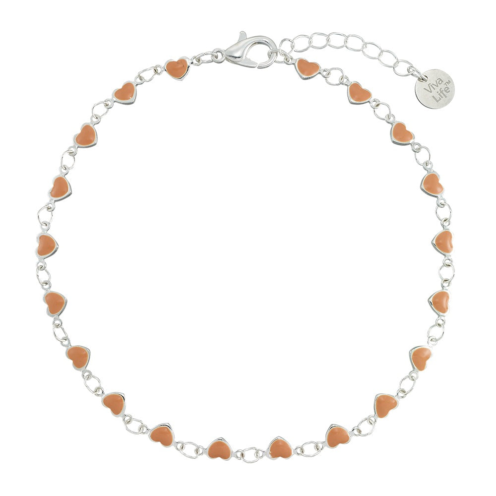 Enamel Heart Anklet