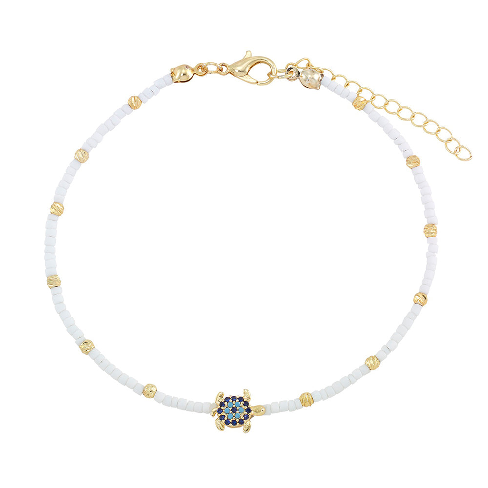 Pave Crystal Turtle Anklet