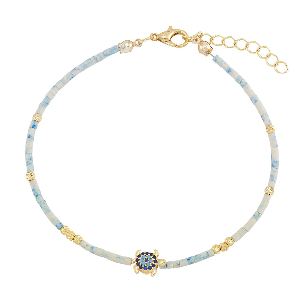 Pave Crystal Turtle Anklet