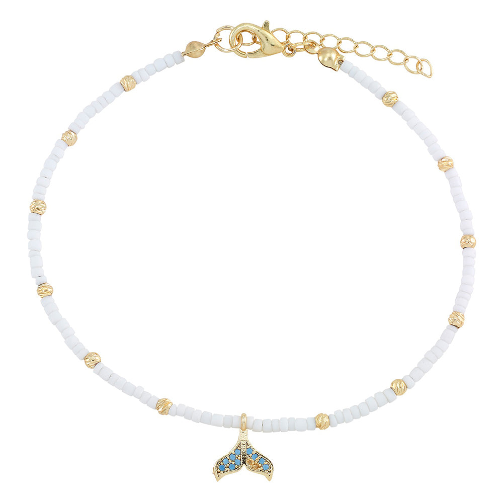 Pave Crystal Whale Tail Anklet