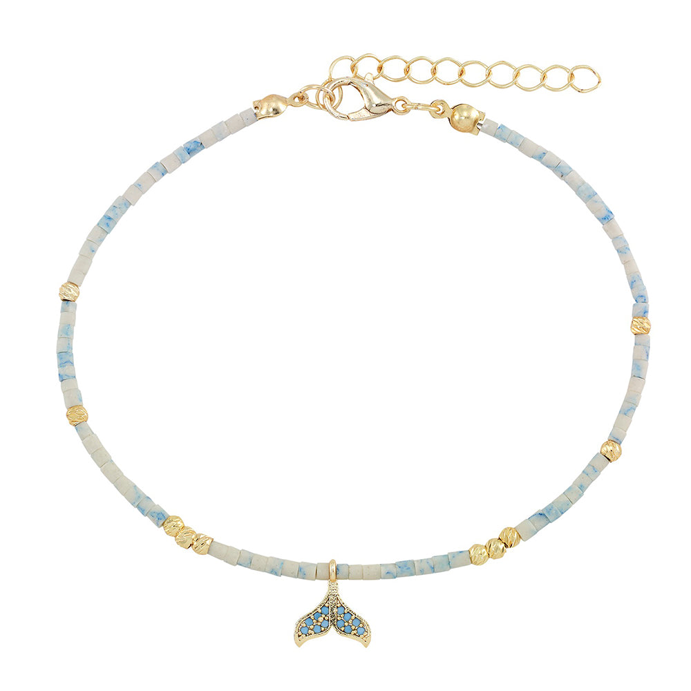 Pave Crystal Whale Tail Anklet