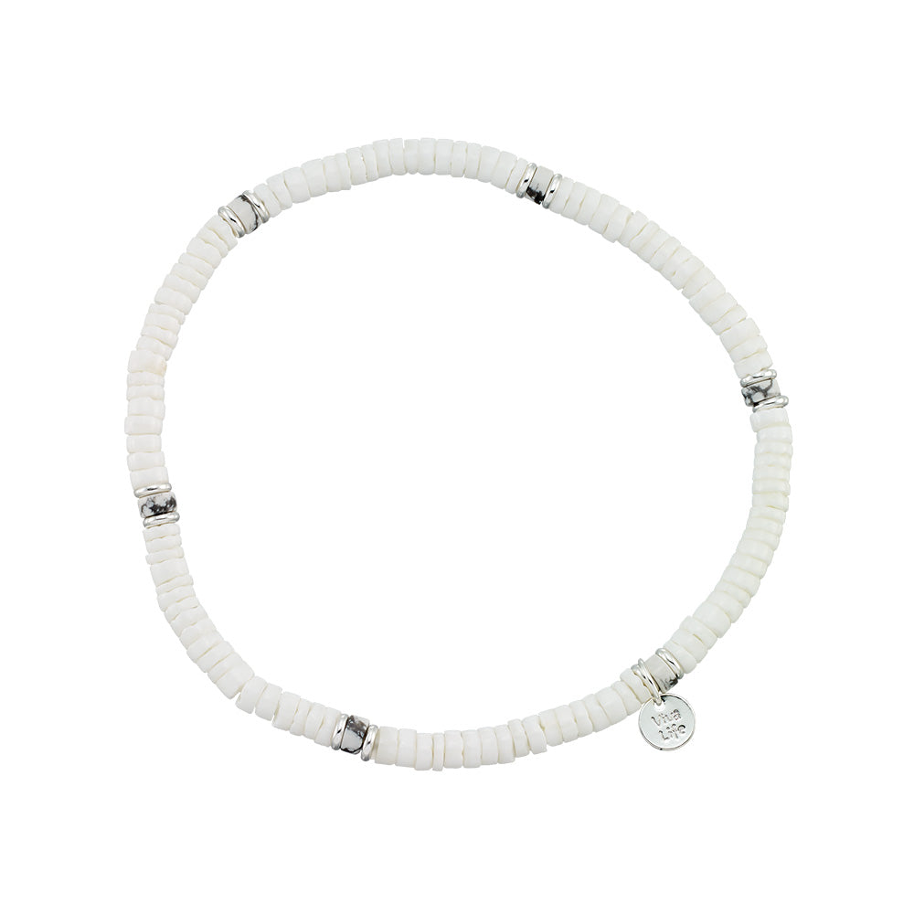 Clam Shell &amp; Stone Bead Stretch Anklet