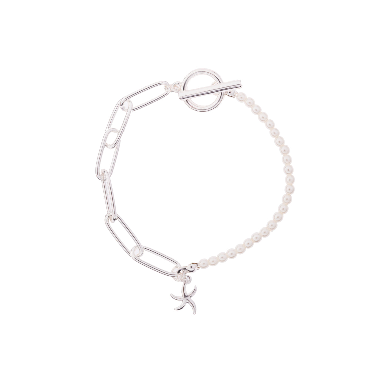 Starfish Charm Pearl Link Bracelet