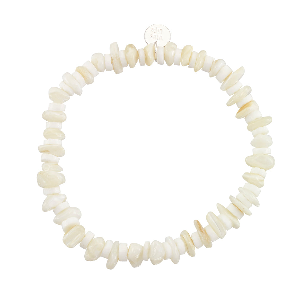 Mother of Pearl &amp; White Clam Shell Chip Bracelet