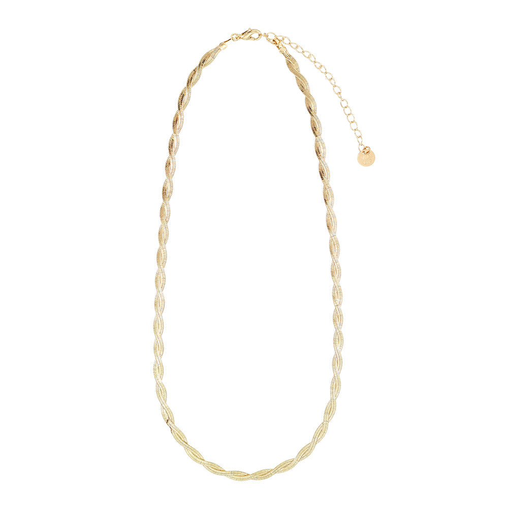 Herringbone Twist Metal 15&quot; Chain Necklace