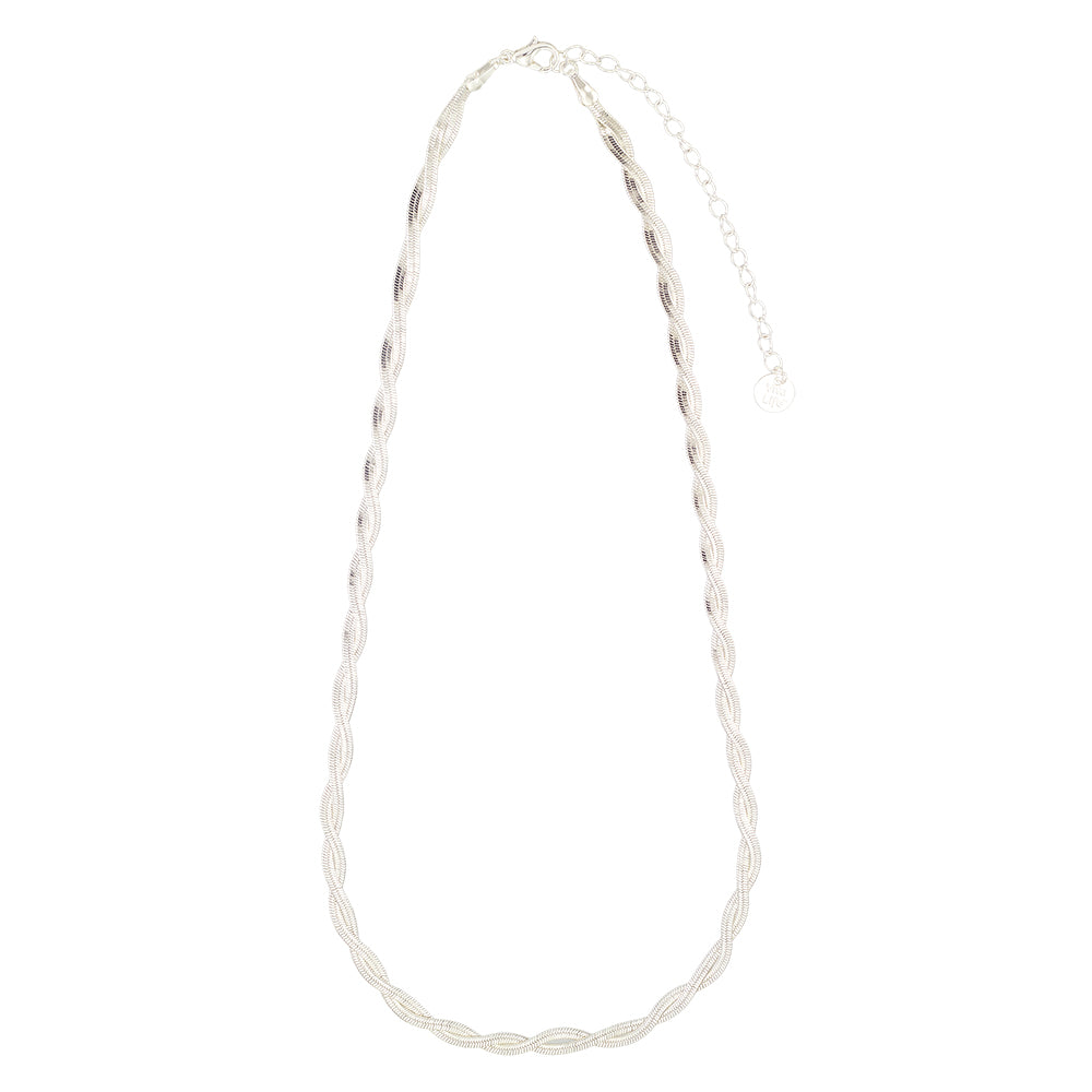 Herringbone Twist Metal 15&quot; Chain Necklace