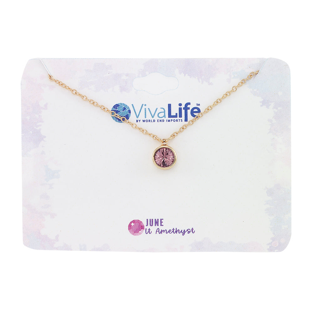 June Light Amethyst Birthstone Necklace