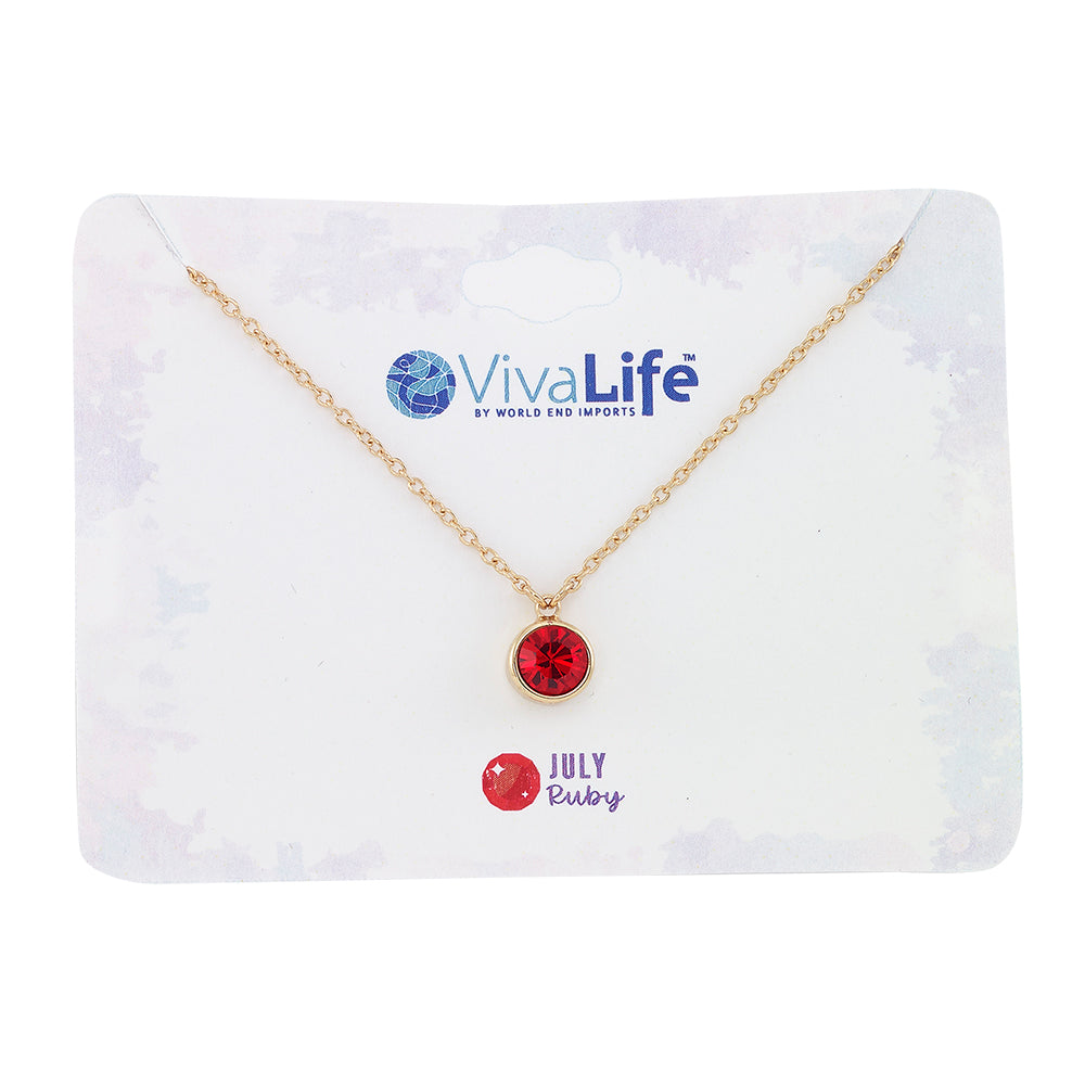 July Ruby Birthstone Necklace