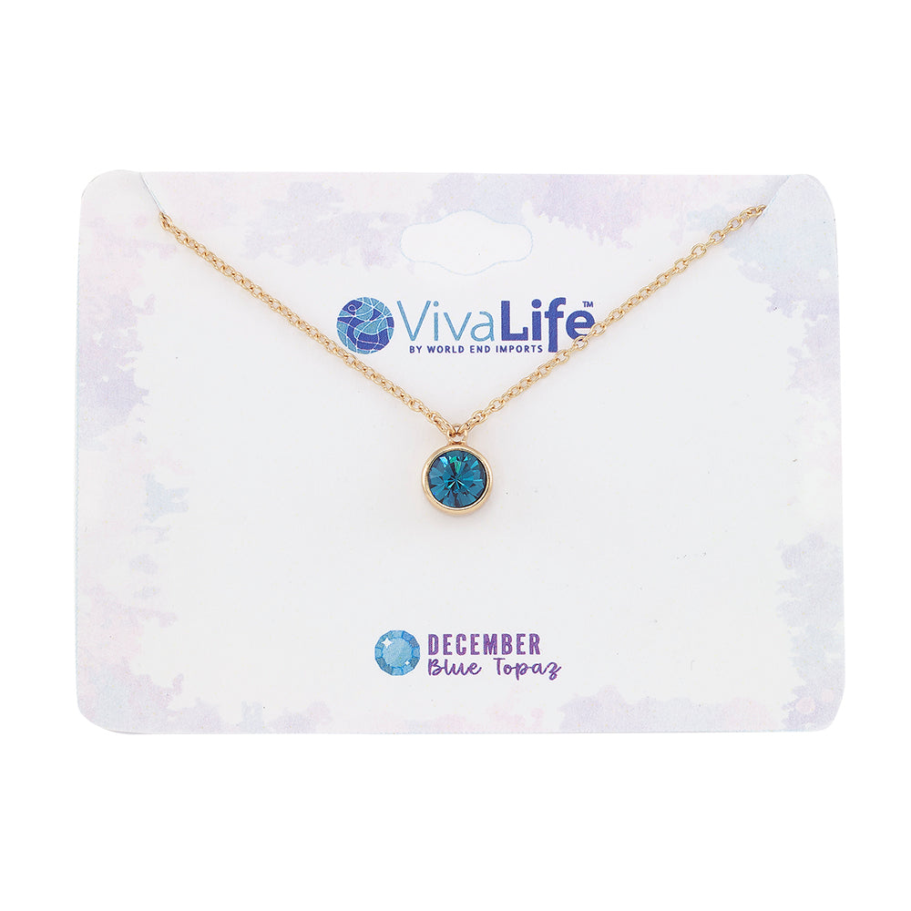 December Blue Topaz Birthstone Necklace