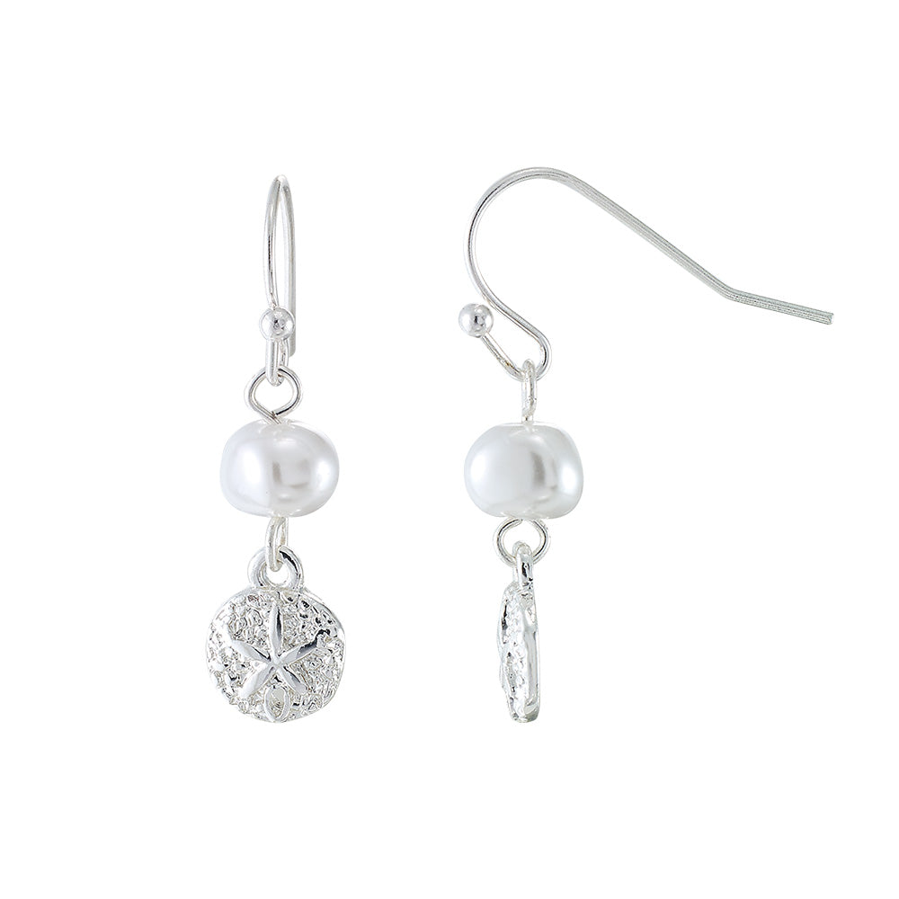 Sand Dollar Coin Pearl Earrings