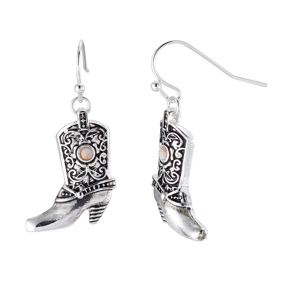 Cowboy Boot Howlite Earrings