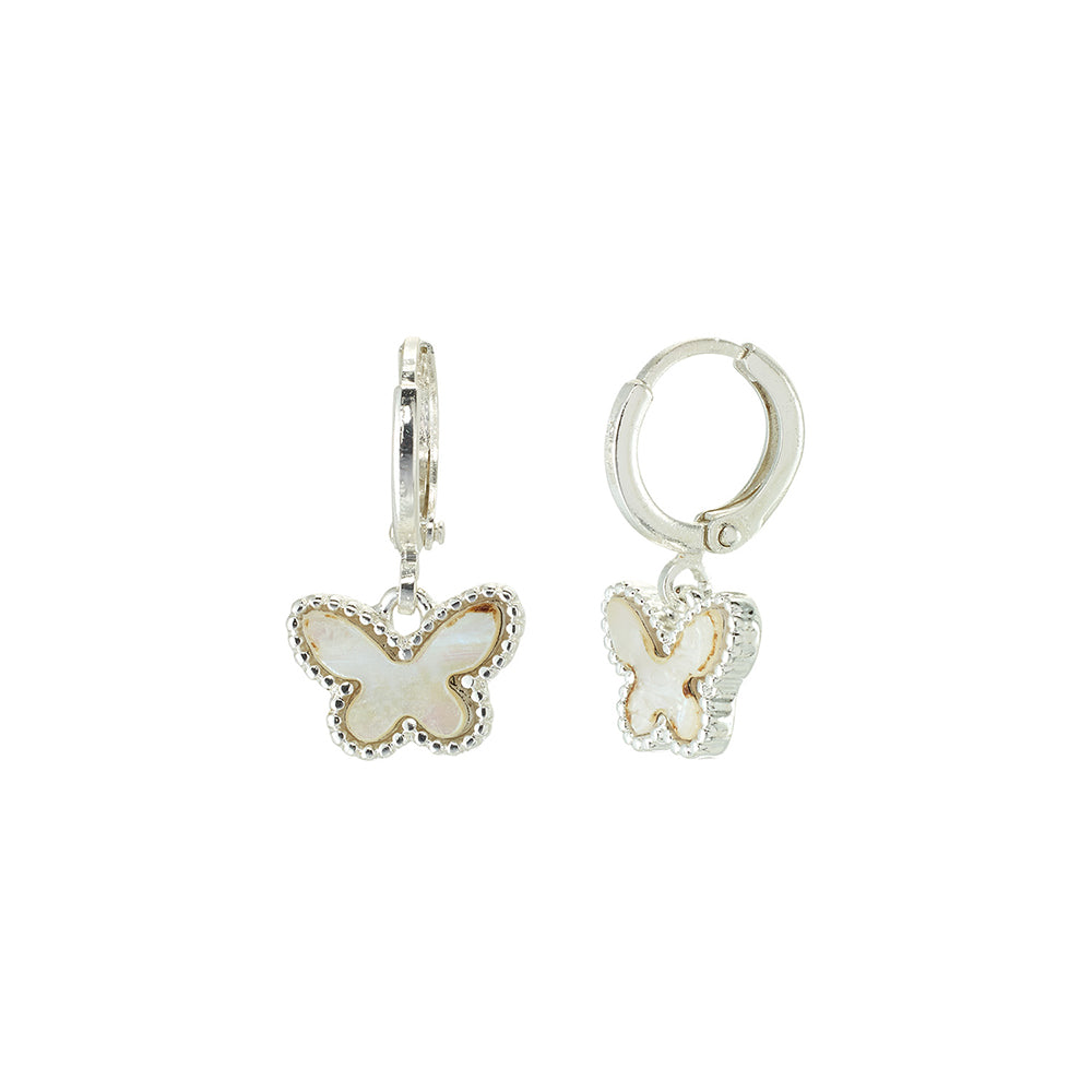 Mother of Pearl Butterfly Huggie Earrings