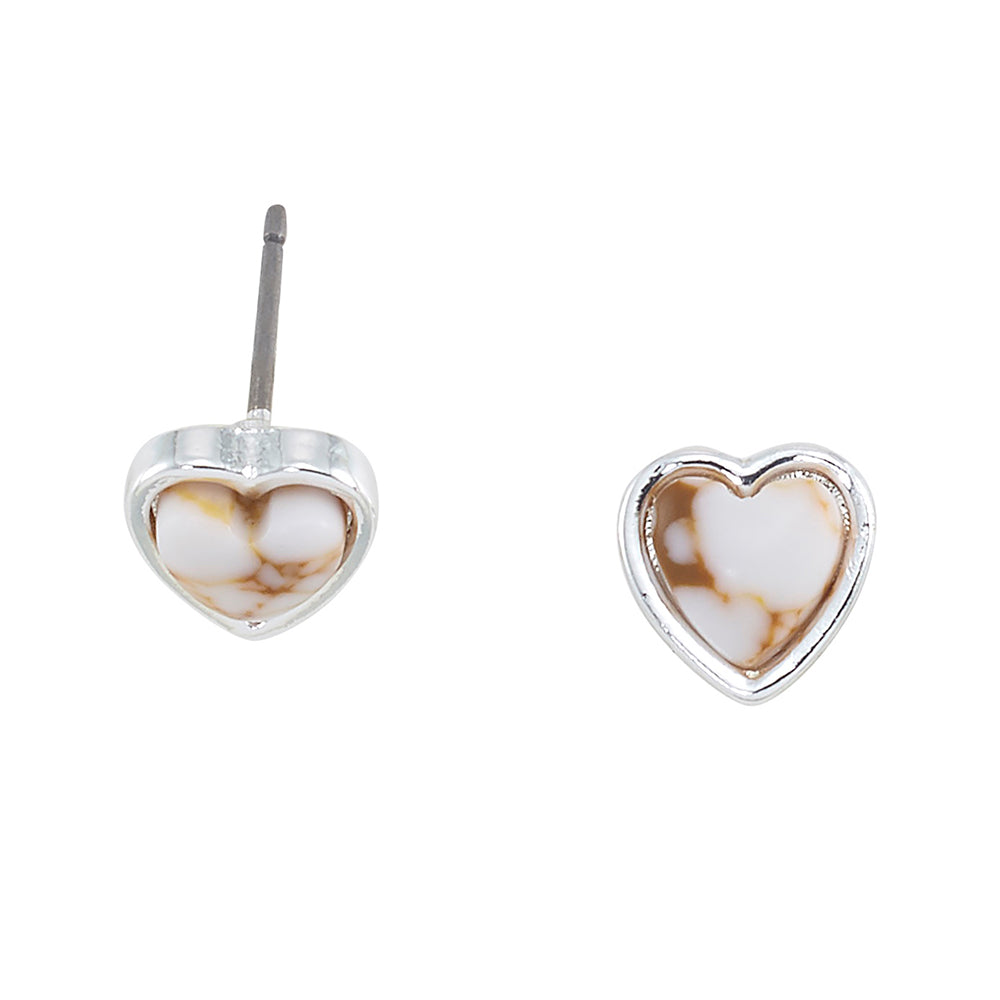 Howlite Heart Stud Earrings