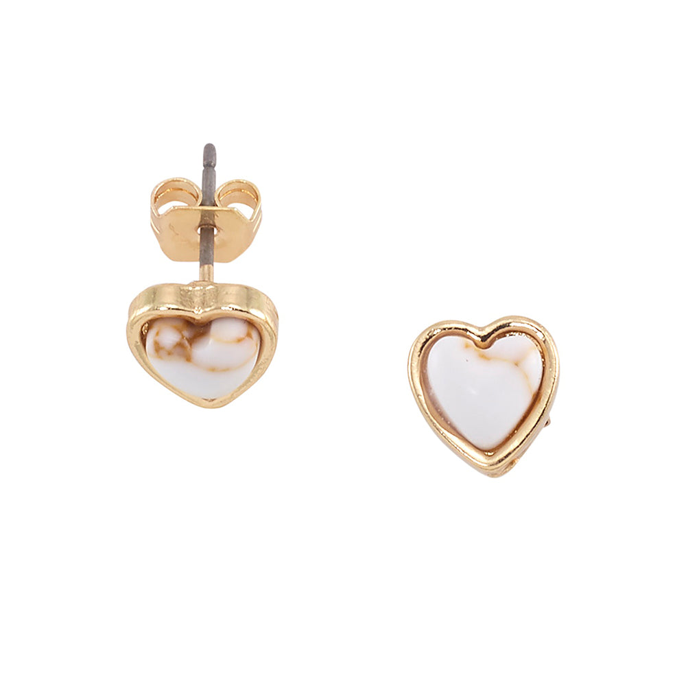 Howlite Heart Stud Earrings