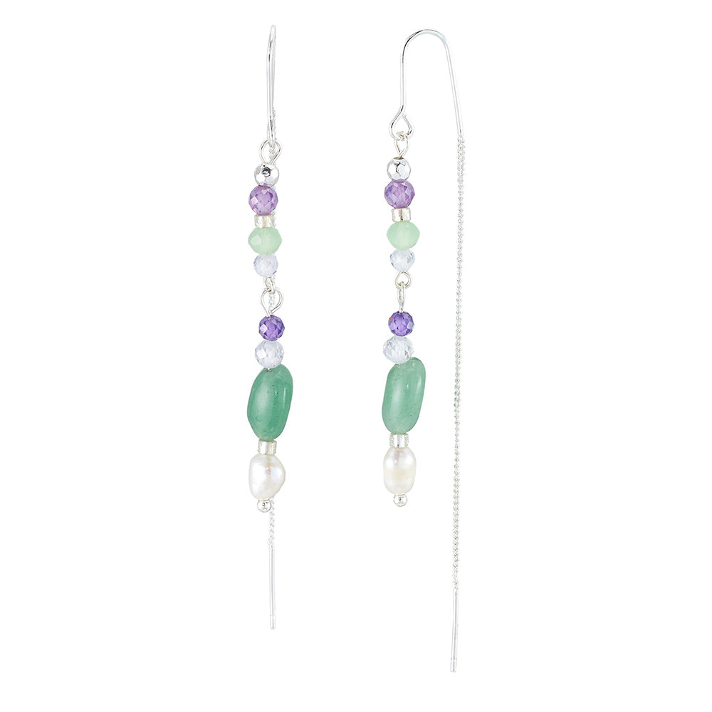 Stone, Crystal &amp; Pearl Threader Earrings