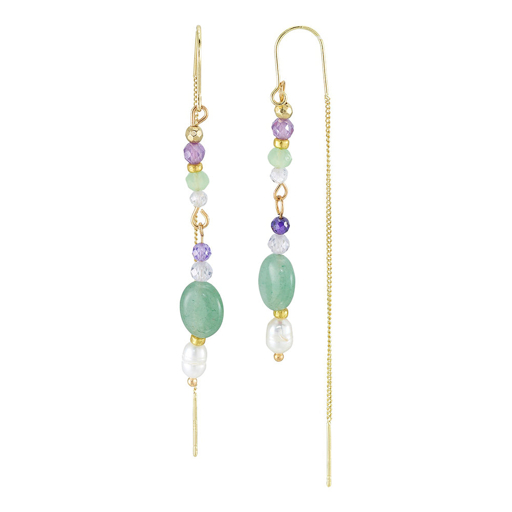 Stone, Crystal &amp; Pearl Threader Earrings