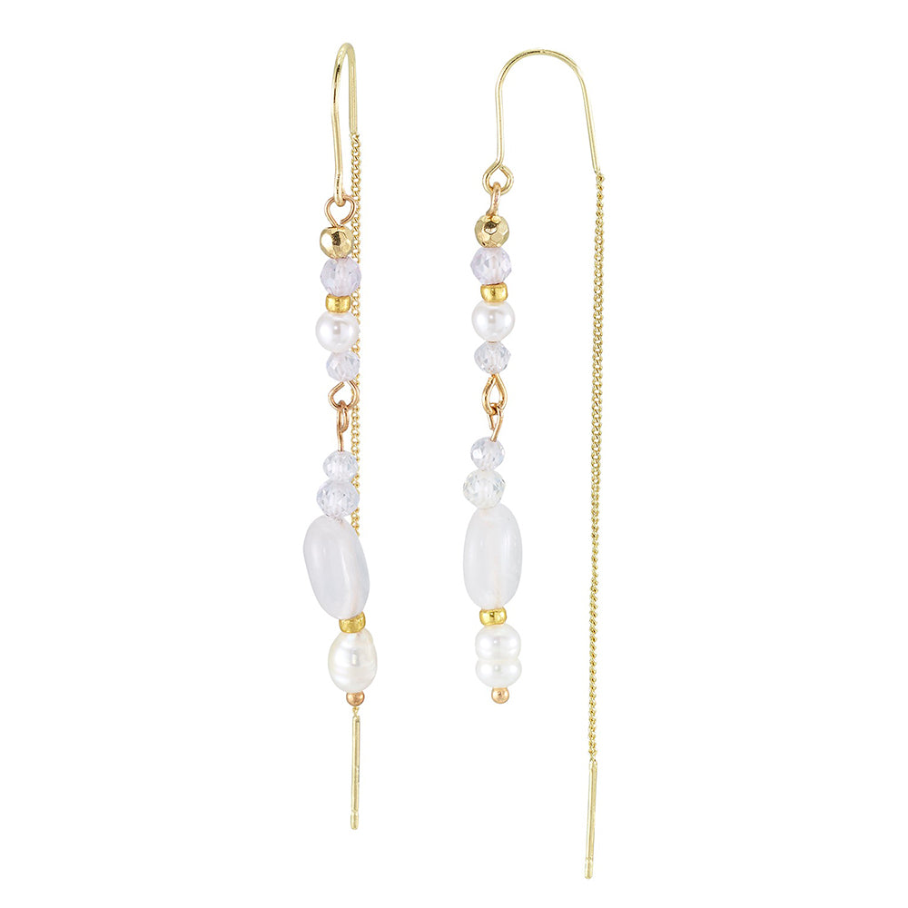 Stone, Crystal &amp; Pearl Threader Earrings