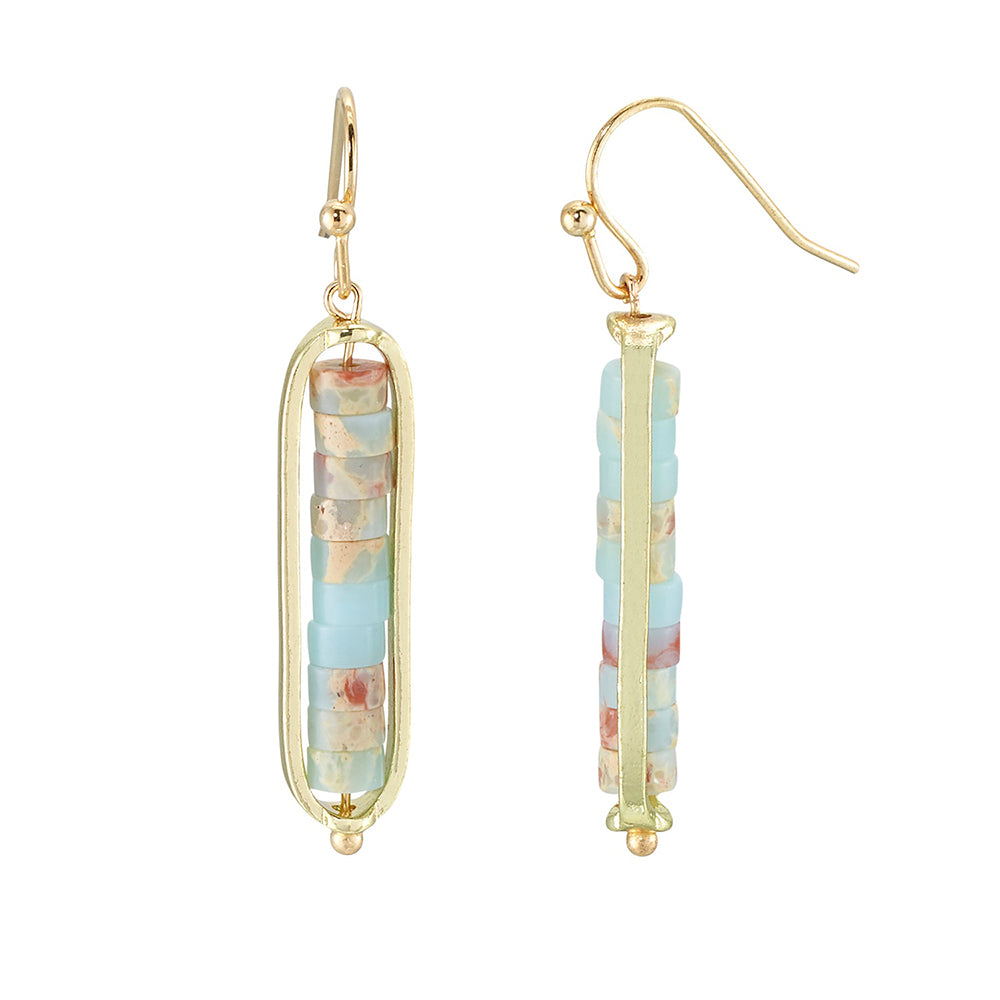 Heishi Cut Stone Drop Earrings