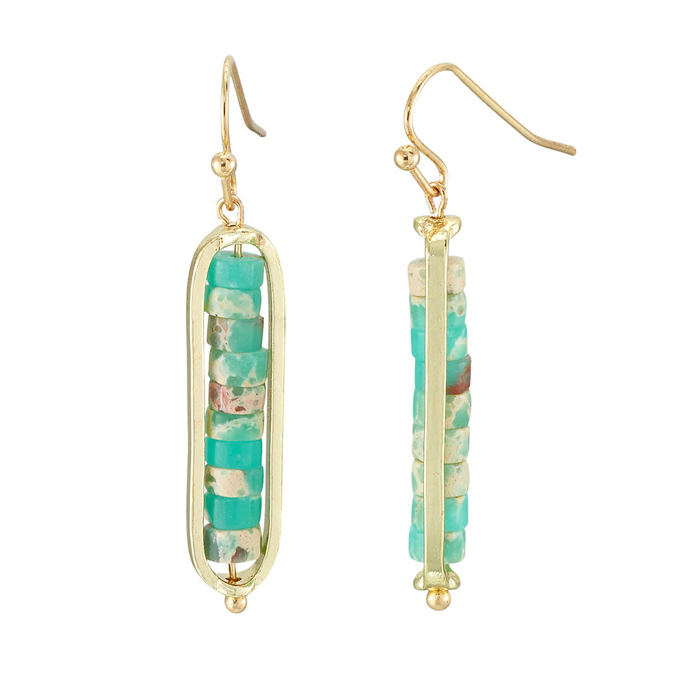 Heishi Cut Stone Drop Earrings