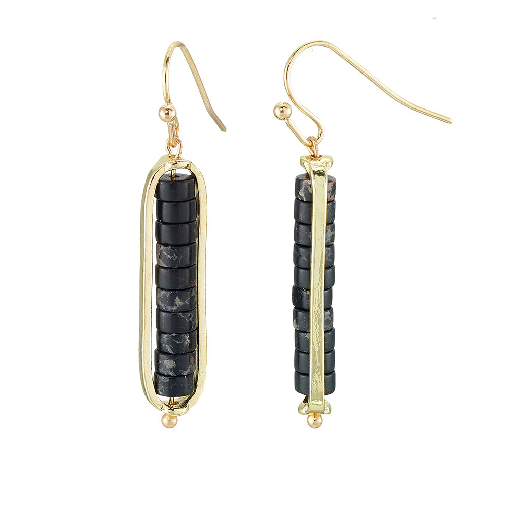 Heishi Cut Stone Drop Earrings