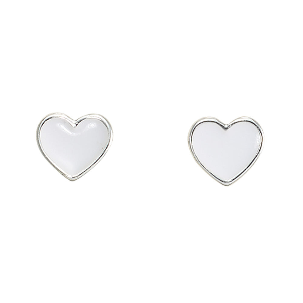 Enamel Heart Stud Earrings