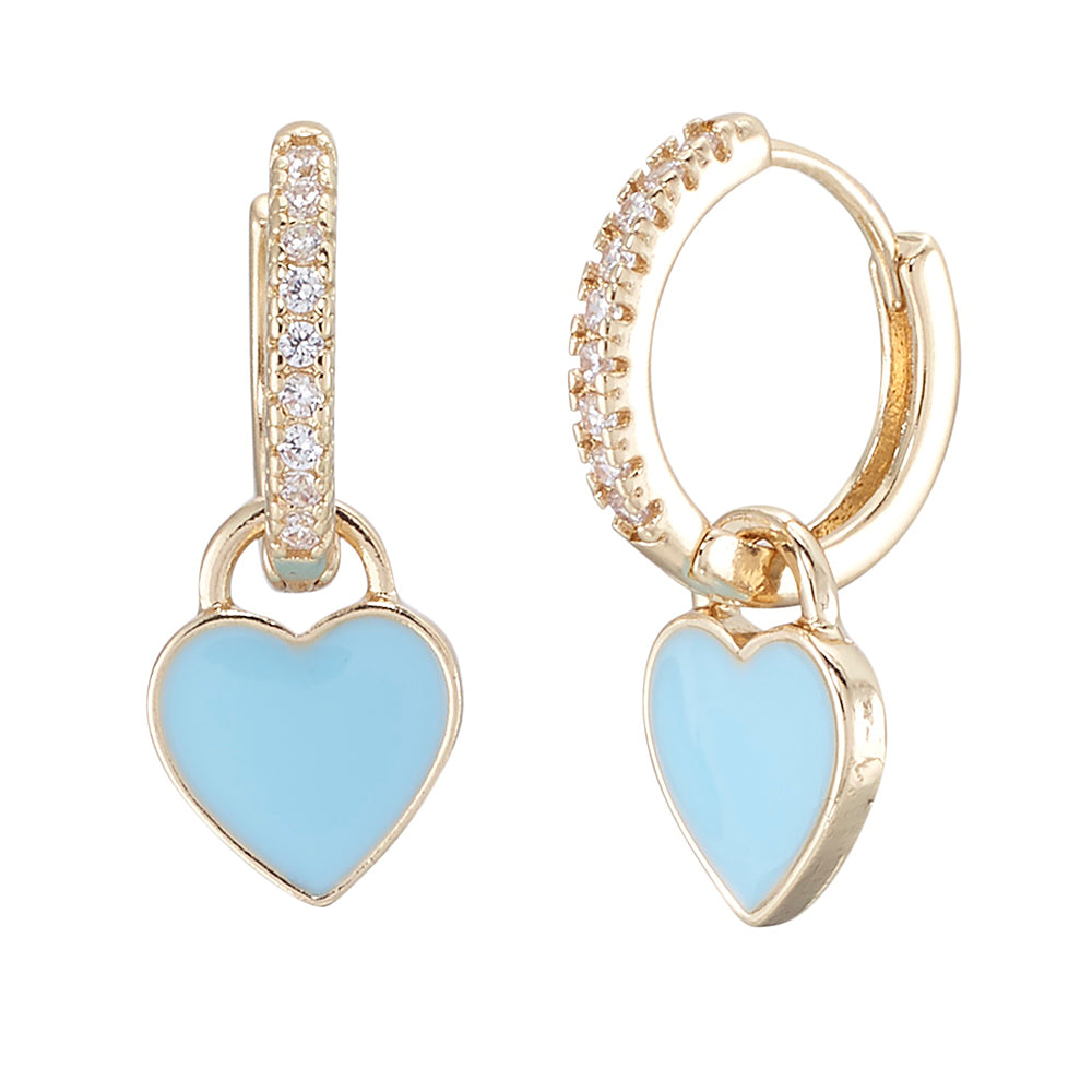 Enamel Heart Huggie Earrings