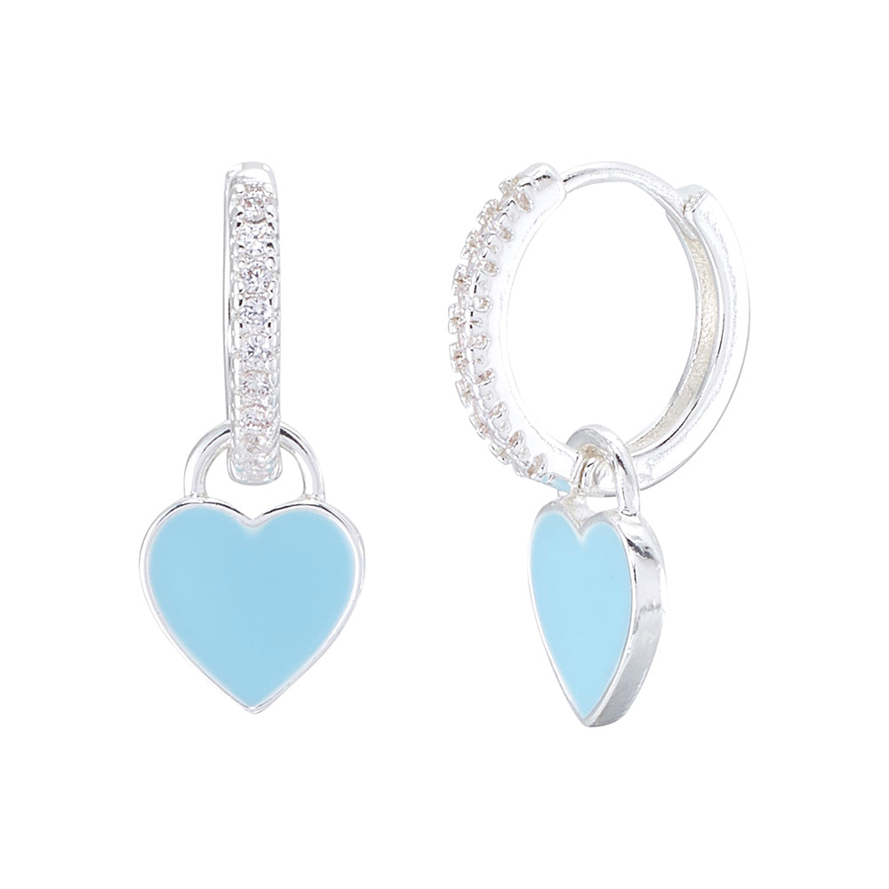 Enamel Heart Huggie Earrings