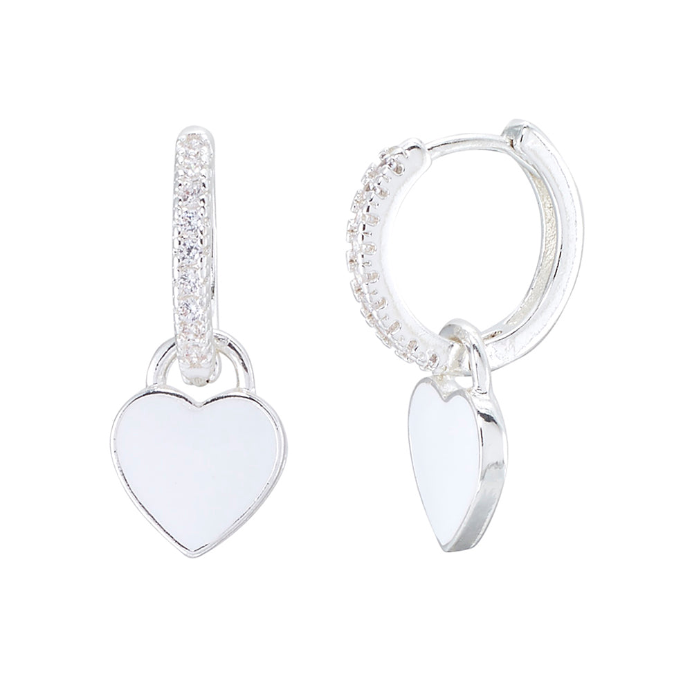 Enamel Heart Huggie Earrings