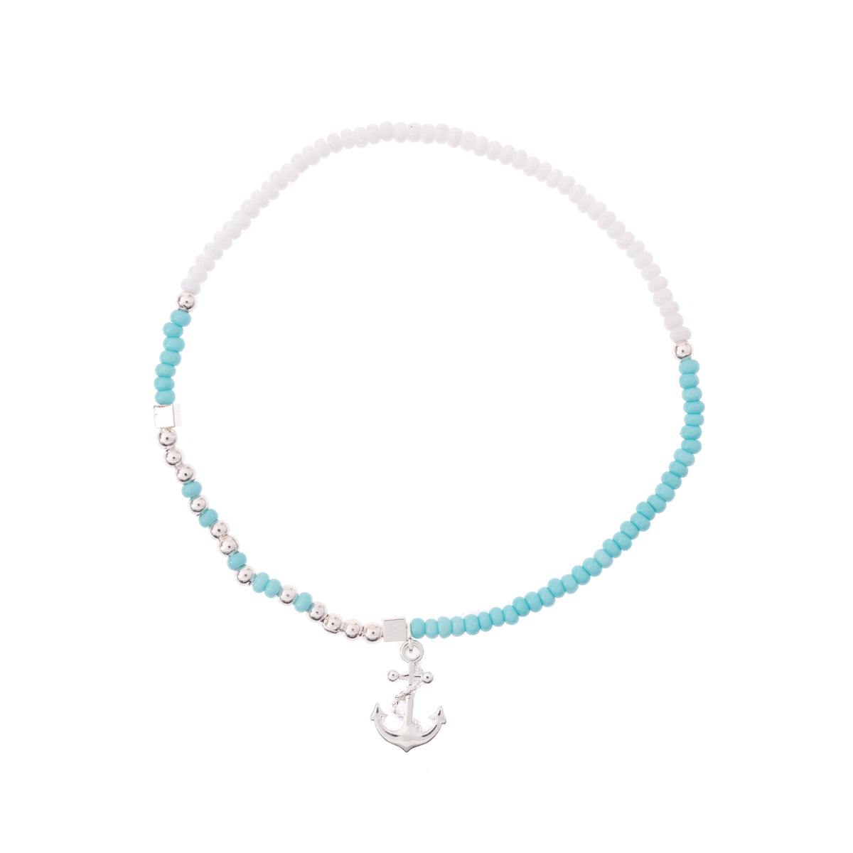 Anchor Charm Seed Bead Anklet